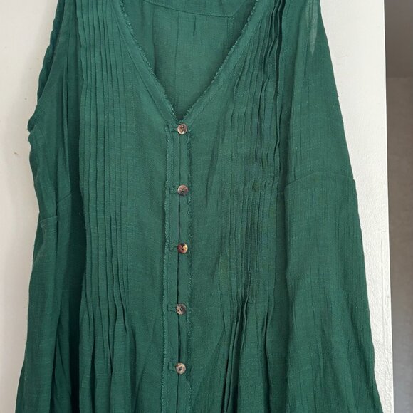 Anthropologie Maeve Saona Green Pintuck Tank Blouse (size M) - Picture 2 of 4